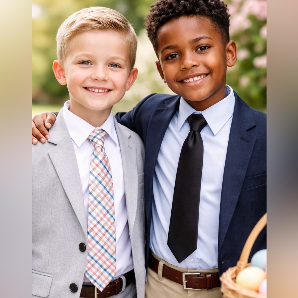 BUNDLE Nordstrom Boys Tie Youth black elastic 53” 15” school small uniform blue